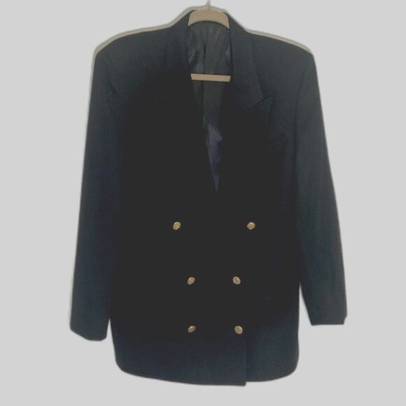 Vintage Augustus - Black Double Breasted Blazer - size 14 - Picture 1 of 8